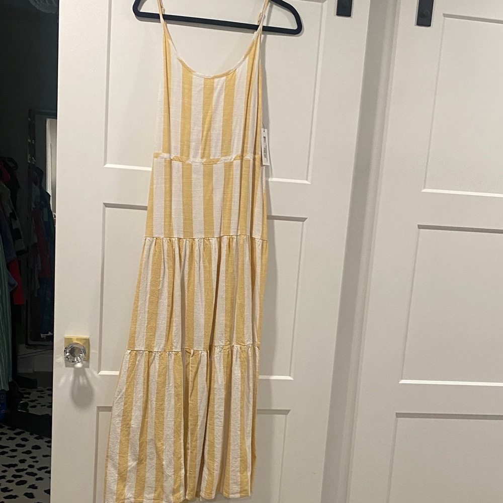 Tribal Yellow and White Striped Maxi Dress